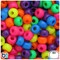 BeadTin Neon Bright Mix 11mm Large Barrel Plastic Pony Beads (250pcs)